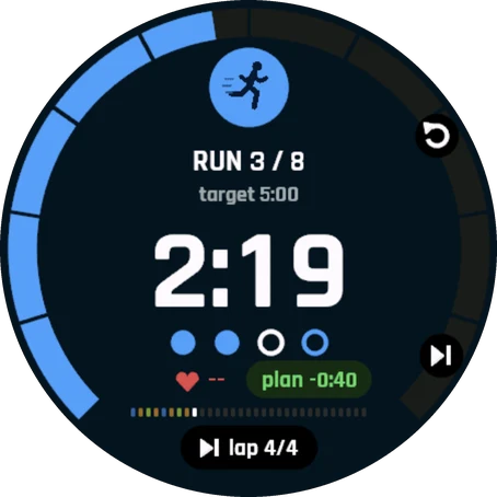 Run 3, lap 3 of 4, on the watch